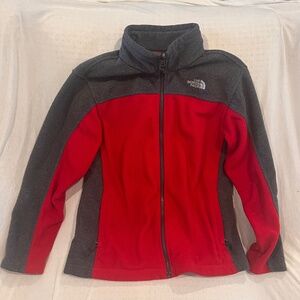 COPY - The North Face Full Zip Fleece Jacket Red/Charcoal Gray Boys L (14/16)